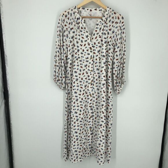 The Nines by‎ Hatch Dress Womens Medium Floral Long Sleeve Button Maxi Lined - Picture 1 of 16